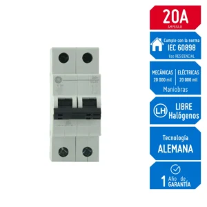 Llave Térmica Riel DIN DMS 2X20A 6KA 690991 G.Electrc