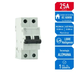 Llave Térmica Riel DIN DMS 2X25A 6KA 690992 G.Electrc