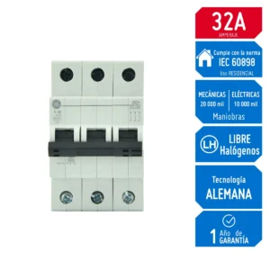 Llave Térmica Riel DIN DMS 3x32A 6KA 691002 G.Electrc