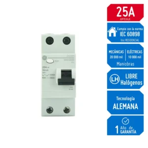 Llave Diferencial Riel DIN DMS 2X25A 30MA 690776 G.E.
